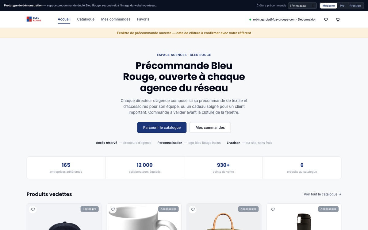Maquette boutique Bleu Rouge